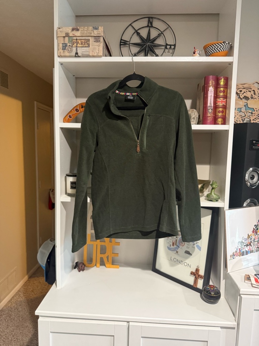 Women’s Olive Green Quarter-Zip Fleece Pullover
